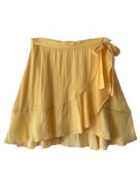 Maeve Anthropologie Yellow Wrap Skirt Ruffle Tie Waist NWT Boho Fairy Small